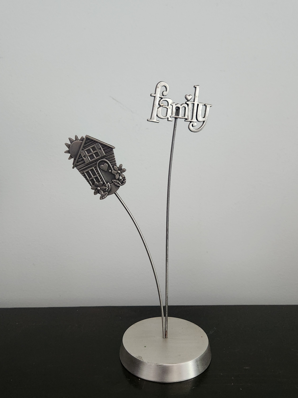 Silver 'Family' Photo or Card Display Stand